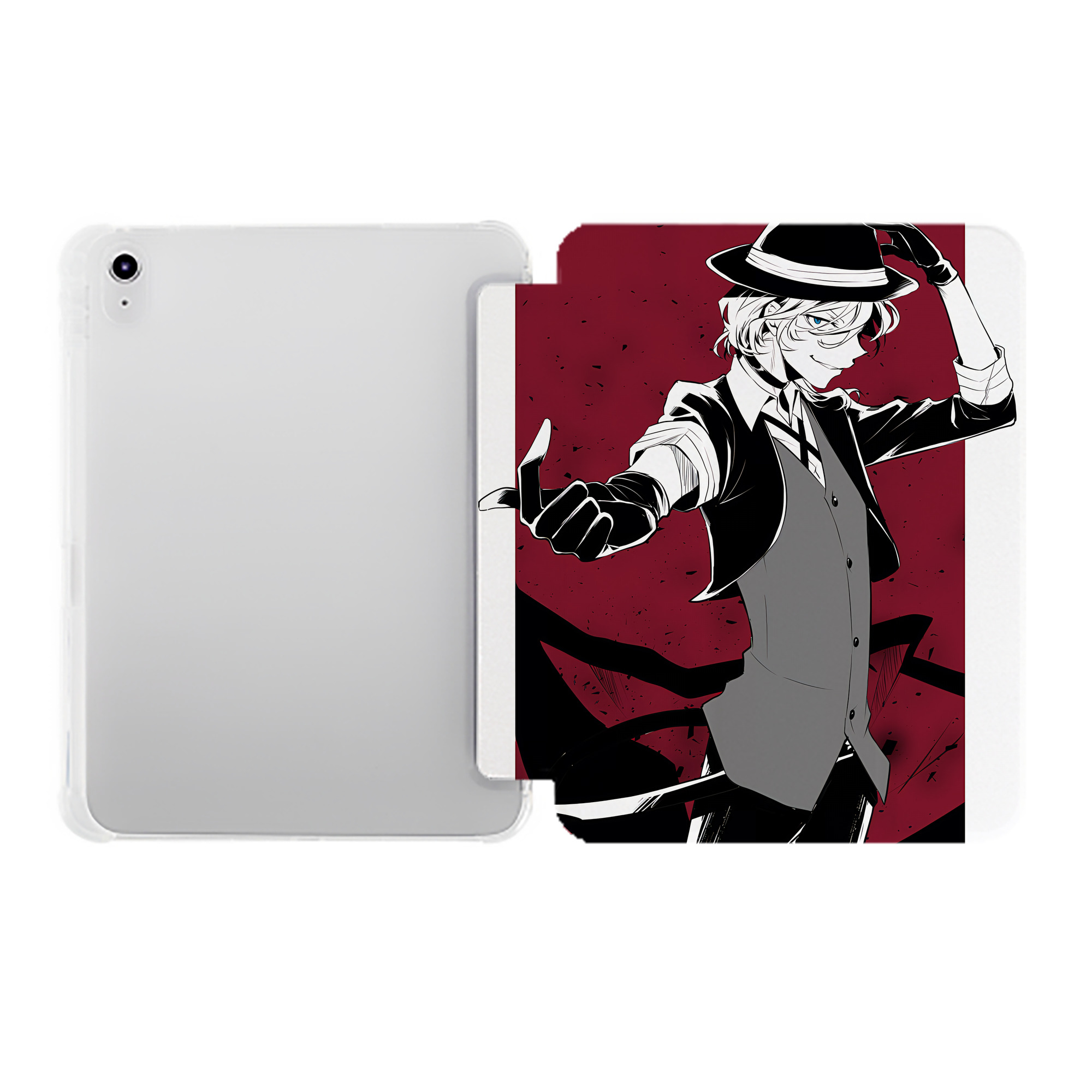 （画像用） 文豪ストレイドッグス Bungo Stray Dogs IPad ケース ペン収納付き 三つ折りスタンド PUレザー×シリコン 対応機種9.5/10.5/10.9インチ